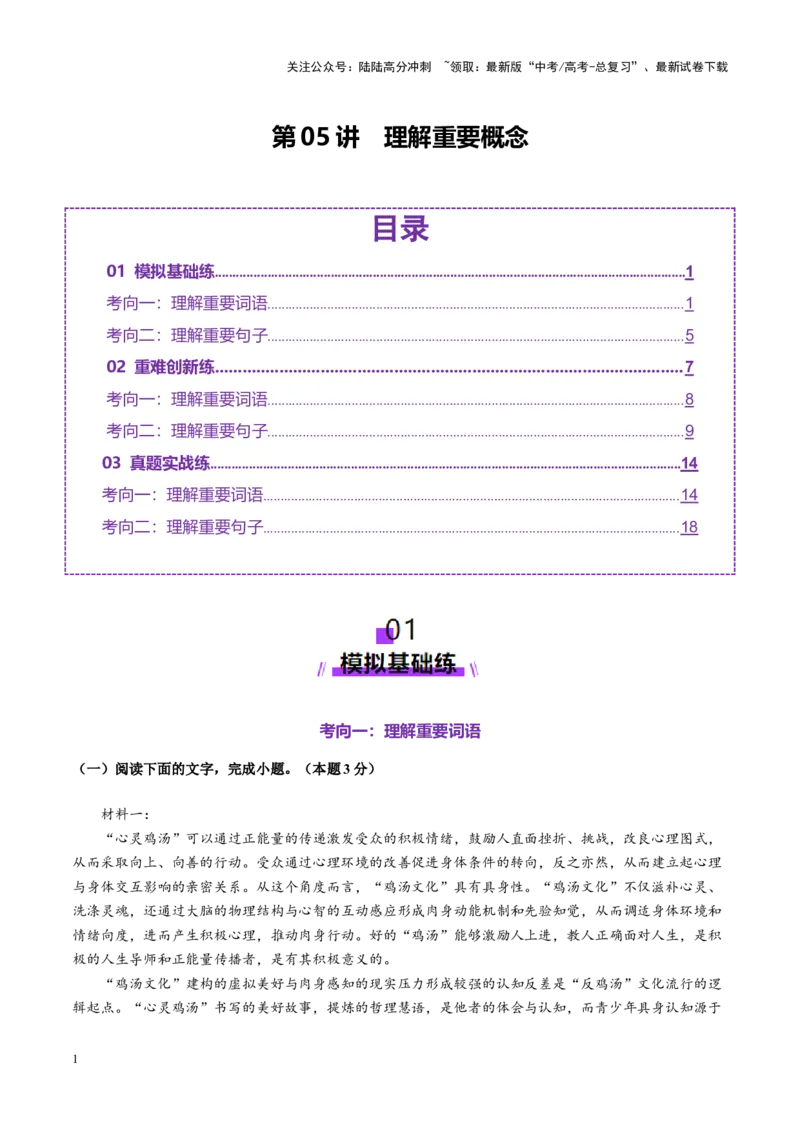 《第05讲理解重要概念（练习）（学生版）_一轮复习_2025年_2025年高考语文一轮复习讲义+练习+课件（新教材新高考）_信息类文本阅读》第1页预览