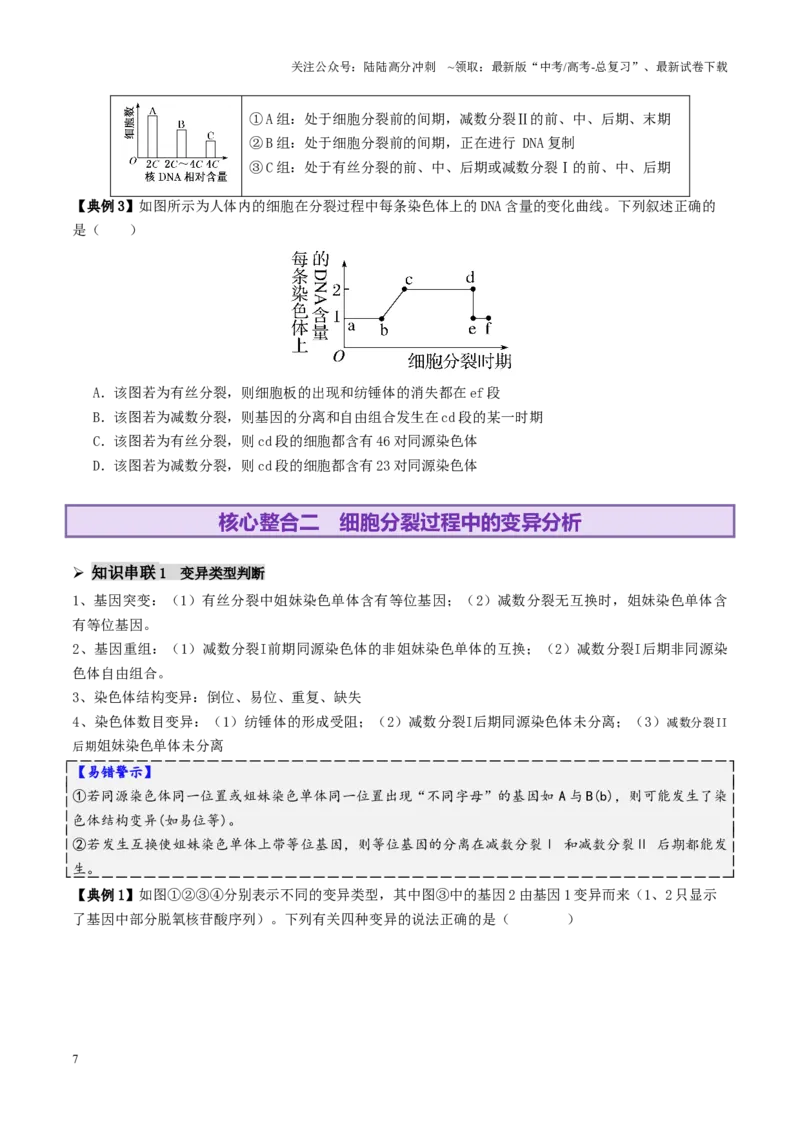 《第05讲细胞的增殖和减数分裂（讲义）（学生版）_06-生物-高考总复习_二轮复习_2025年_2025年高考生物二轮复习课件+讲义+练习（新高考通用）》第7页预览