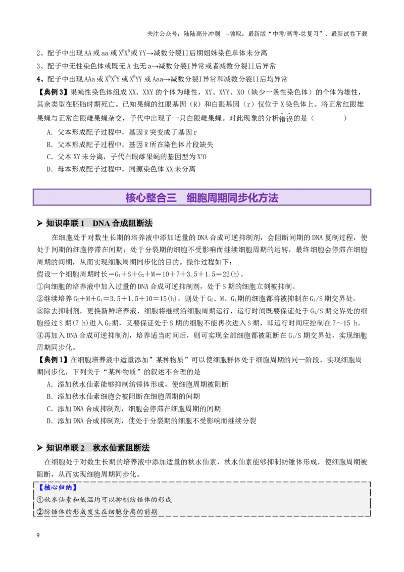《第05讲细胞的增殖和减数分裂（讲义）（学生版）_06-生物-高考总复习_二轮复习_2025年_2025年高考生物二轮复习课件+讲义+练习（新高考通用）》第9页预览