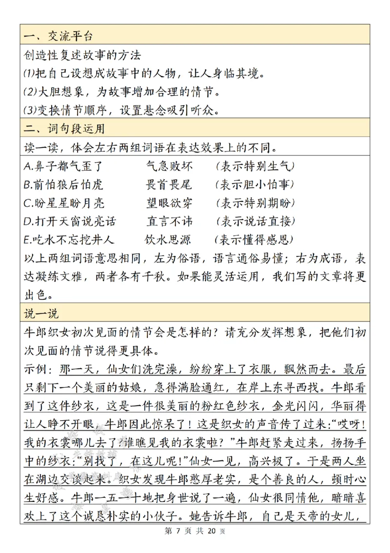 《24年五上语文园地期末考点总结-SY_5年级上册同步教辅_5上语文_五上语文专项+练习》第7页预览