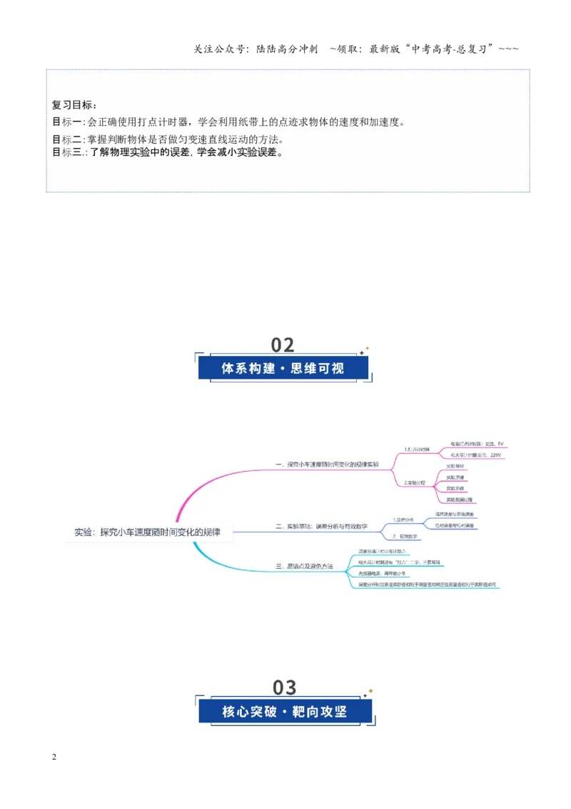 《第04讲实验：探究小车速度随时间变化的规律（复习讲义）（四川专用）（教师版）_04-物理-高考总复习_一轮复习_2026年-物理高考一轮复习》第2页预览
