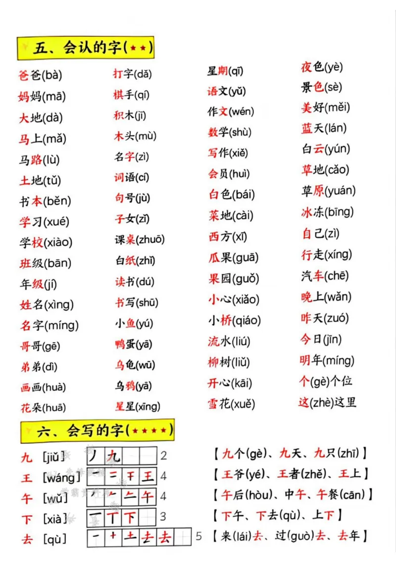 《24秋一上语文期末复习知识点归纳SY_1年级上册同步教辅_1上语文_一上语文-知识点汇总》第6页预览