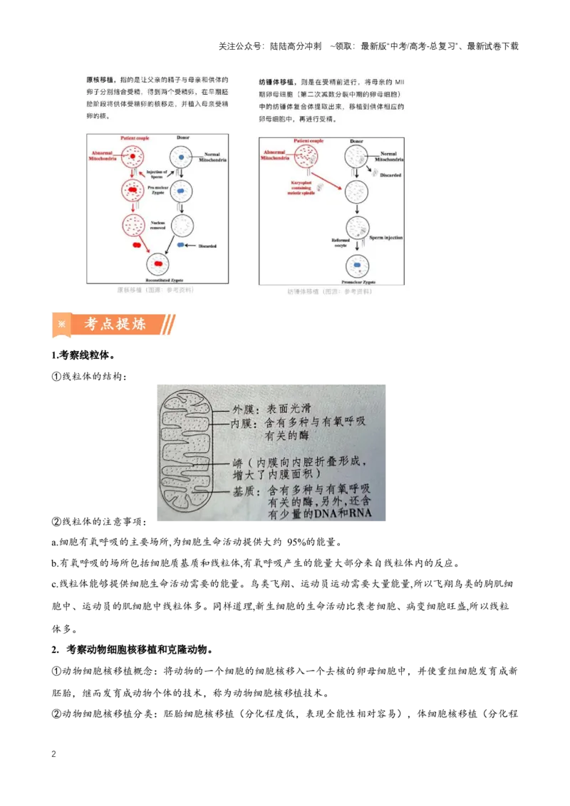 《热点02线粒体置换技术——“三亲婴儿”-（解析版）_06-生物-高考总复习_专项复习_2024年_2024年高考生物热点情境解读与知识链接8份_资料_1-资料》第2页预览