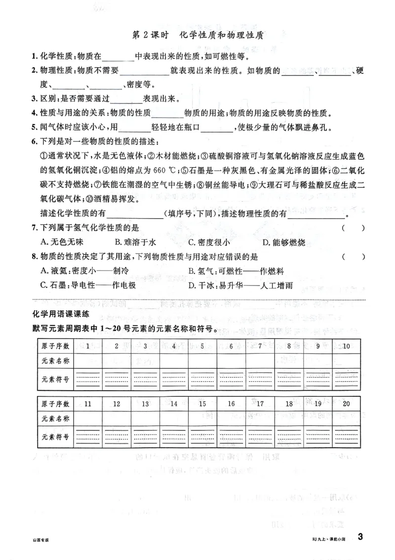 《2027《初中化学•山西名校课堂》九上(人教)课前小测_2027版初中《名校课堂》9年级上册（化学）（人教山西）》第6页预览