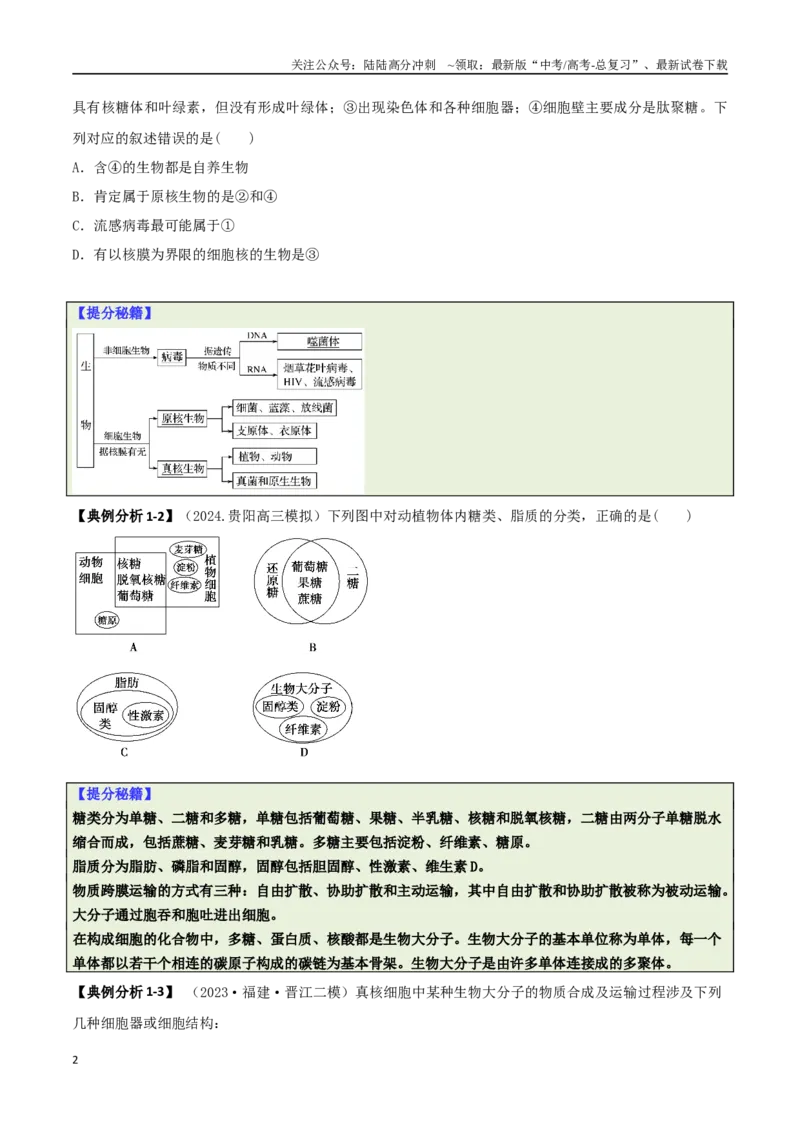 《专题04比较归纳型选择题（原卷版）_06-生物-高考总复习_二轮复习_2025年_2025年高考生物二轮热点题型归纳与变式演练（新高考通用）》第2页预览