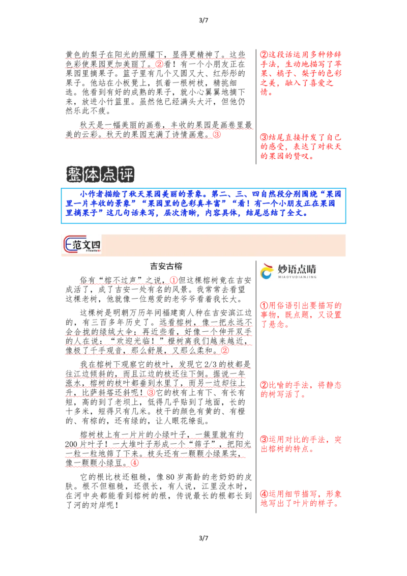 《三上语文第五单元习作《我们眼中的缤纷世界》（范文点评）_26秋小学初中各机构教辅大合集（一本、教材帮、阳光同学、王朝霞、实验班、小典中点、上分卷、白欧、课堂笔记等等）》第3页预览