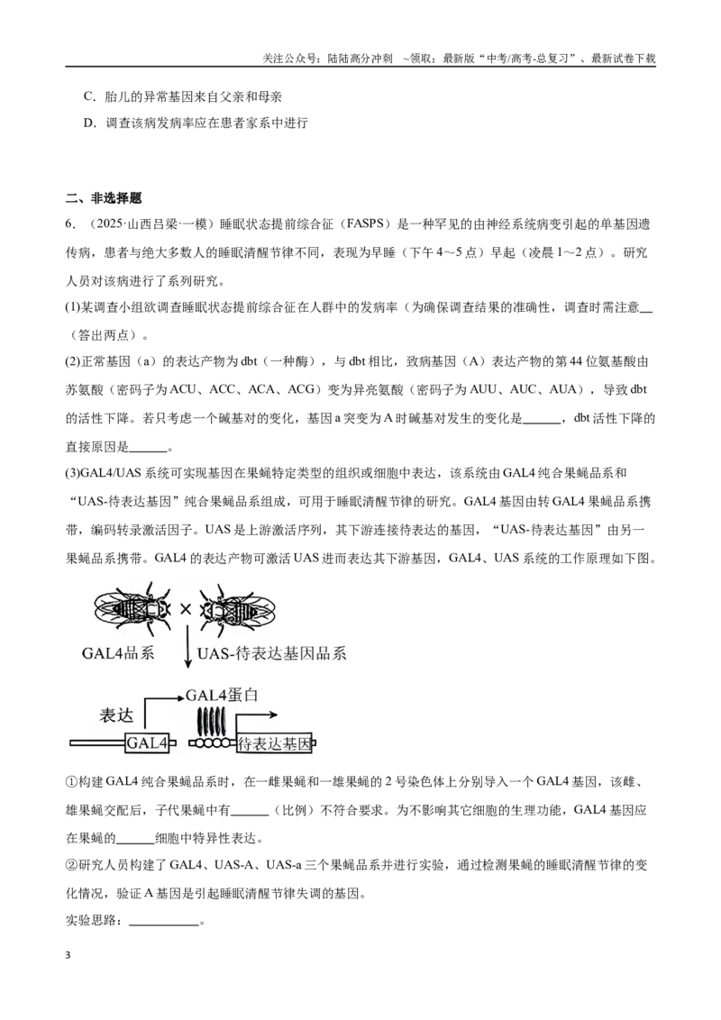 《猜押04遗传的基本规律和人类遗传病（学生版）_06-生物-高考总复习_专项复习_2025年_2025年高考生物抢押秘籍（陕西、山西、宁夏、青海专用）》第3页预览