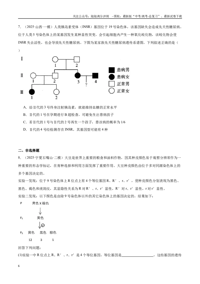 《猜押04遗传的基本规律和人类遗传病（学生版）_06-生物-高考总复习_专项复习_2025年_2025年高考生物抢押秘籍（陕西、山西、宁夏、青海专用）》第6页预览