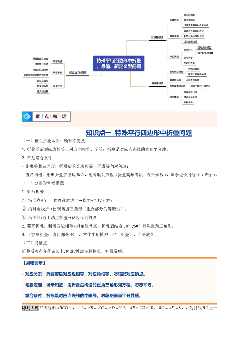 《专题04特殊平行四边形中折叠、最值、新定义型问题(暑假复习讲义)(原卷版)_26秋初中教辅资料_26秋初中《暑假预习》_2026秋《暑假衔接讲义》9上数学（人教）_复习》第2页预览