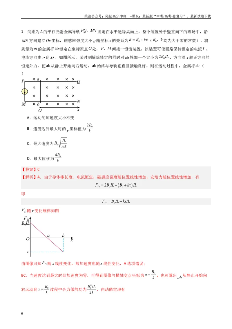 《热点11导体棒进出磁场的电磁感应模型（教师版）_04-物理-高考总复习_专项复习_2024年_2024年高考物理热点·重点·难点专练（新高考专用）》第6页预览