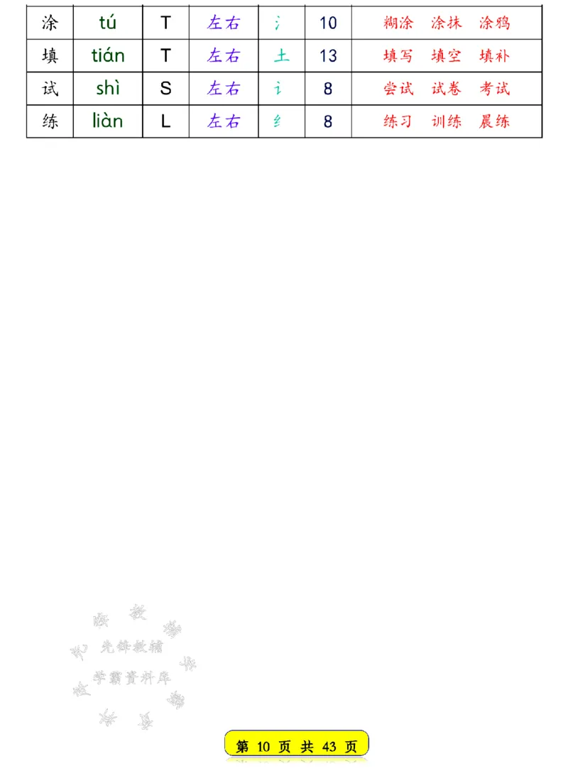 《25新一年级语文下册生字音序预习卡SY(1)_1年级下册同步教辅_1下-语文_一下语文-生字+字帖》第10页预览