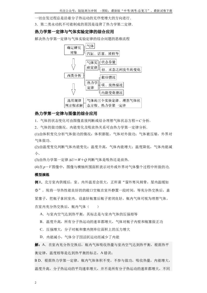 《第03讲热力学定律模型（解析版）_04-物理-高考总复习_一轮复习_2024年_2024年高考物理一轮复习模型解题技巧巩固练习备考_第十一章热学、光学各模块之分析(7)份》第2页预览