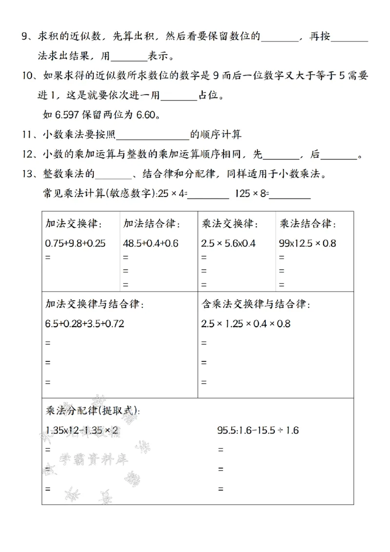 《24秋五年级（上）数学必考知识点专项练习-SY_5年级上册同步教辅_5上数学_五上数学通用重点必背资料+专项练习》第2页预览