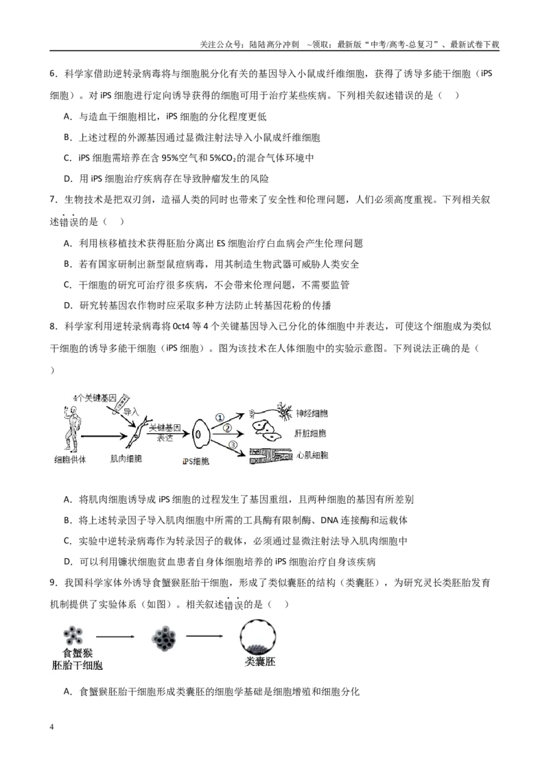 《热点07细胞治疗与再生医学（学生版）_06-生物-高考总复习_专项复习_2025年_2025年高考生物重难点讲义专练（新高考通用）》第4页预览