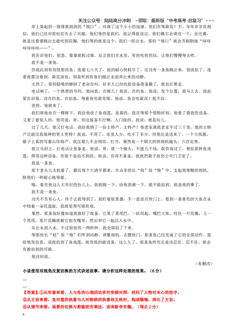 《第02讲分析小说的叙述艺术特征（叙述人称、视角，叙述顺序、方式、腔调、节奏、技巧）（讲义教师版）_一轮复习_2026年-语文一轮复习_2026年高考语文一轮复习精讲课堂（全国通用）-G385》第6页预览