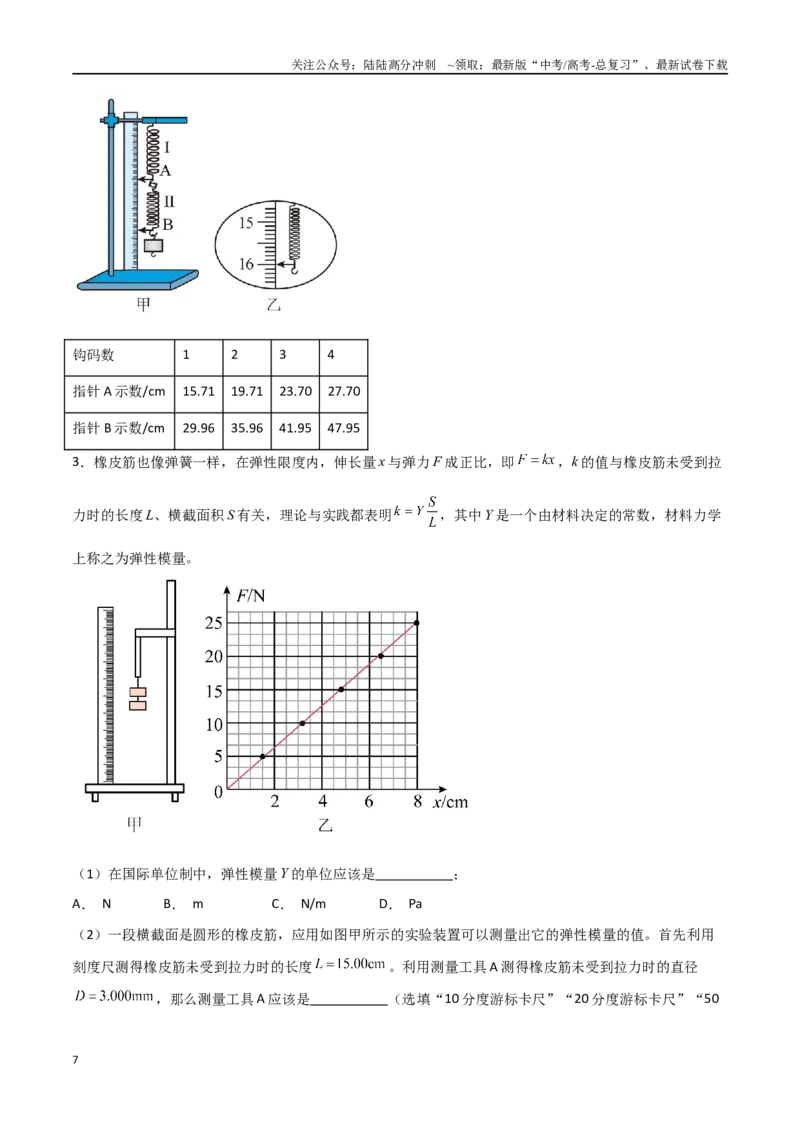 《专题12探究弹簧弹力与形变量的关系（原卷版）_04-物理-高考总复习_一轮复习_2024年_2024年高考物理一轮大单元综合复习导学练讲义练习_第二部分：相互作用和共点力平衡(7)份》第7页预览