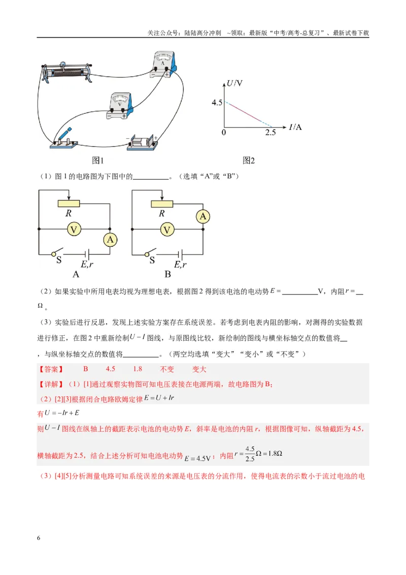 《方法09测电源电动势和内阻图像处理和误差分析（解析版）_04-物理-高考总复习_专项复习_2024年_2024年高考物理实验攻略创新方法大全例题讲解全国通用_高考物理实验方法大全11份》第6页预览