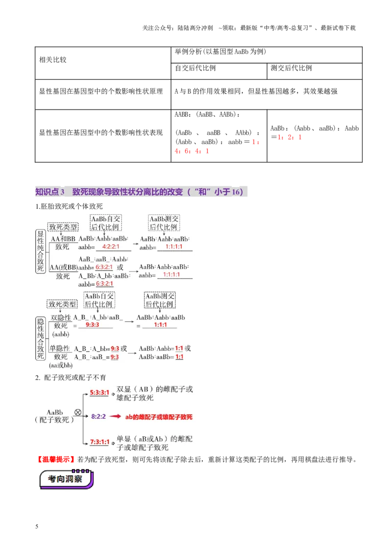 《第16讲自由组合定律（第二课时）（讲义）（教师版）_06-生物-高考总复习_一轮复习_2025年_2025年新高考生物一轮复习讲义PPT知识点习题训_资料_第五单元基因的传递规律》第5页预览