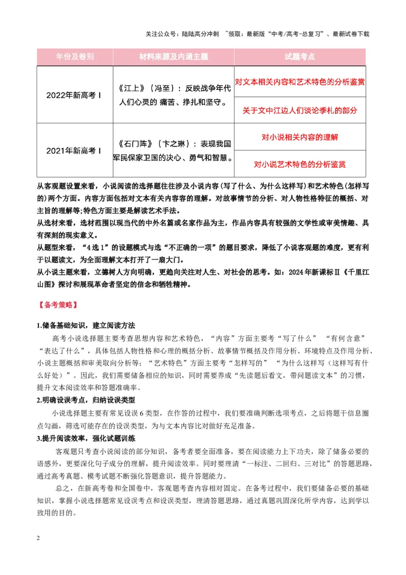 《第07讲微专题客观题判定（讲义）教师版_一轮复习_2025年_2025年高考语文一轮复习讲义+练习+课件（新教材新高考）_小说阅读》第2页预览