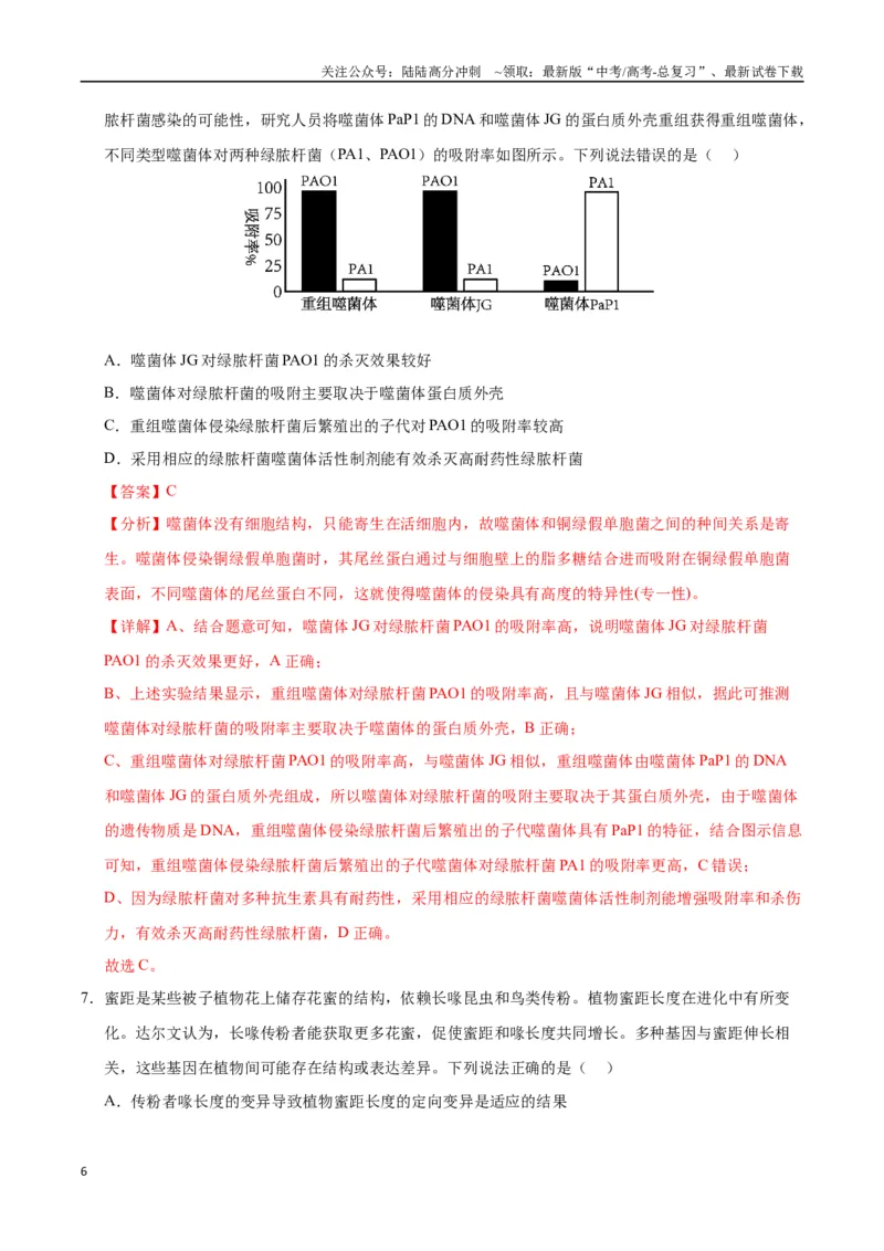 《生物（重庆卷）（全解全析）_06-生物-高考总复习_专项复习_2025年_2025年高考第一二三次模拟卷（多地区）生物_2025年高考生物第二次模拟卷26套_生物（重庆卷）》第6页预览