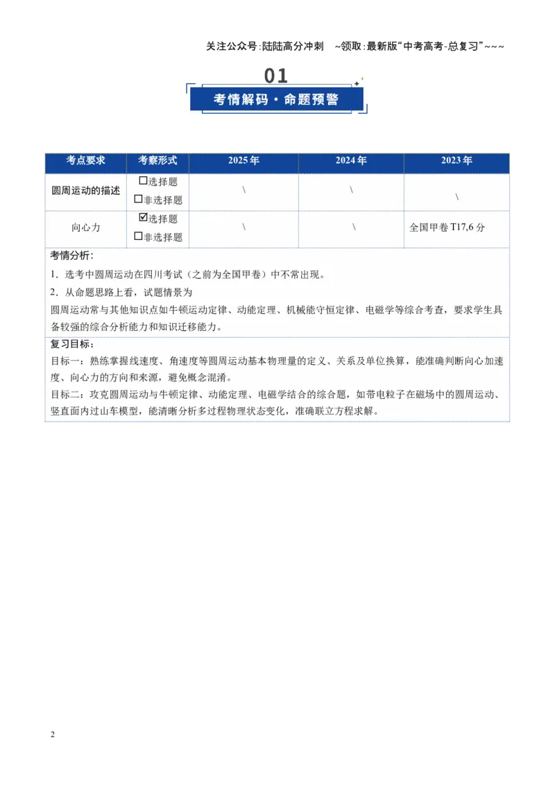 《第15讲圆周运动（复习讲义）（四川专用）（教师版）_04-物理-高考总复习_一轮复习_2026年-物理高考一轮复习_2026年高考物理一轮课件+讲义+练习（四川专用）-G335》第2页预览