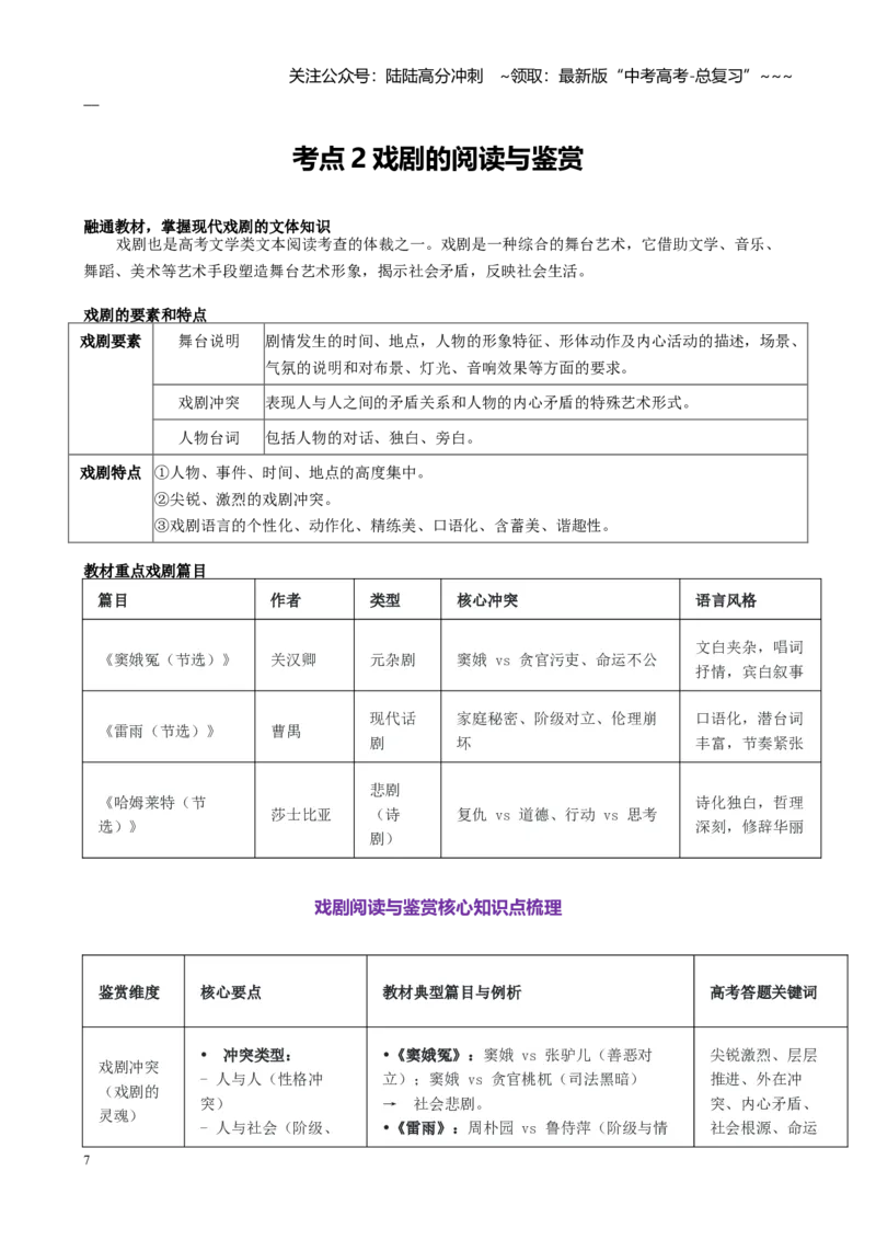 《第07讲预测文体现代诗歌和戏剧阅读与鉴赏（讲义学生版）_一轮复习_2026年-语文一轮复习_2026年高考语文一轮复习精讲课堂（全国通用）-G385_资料》第7页预览