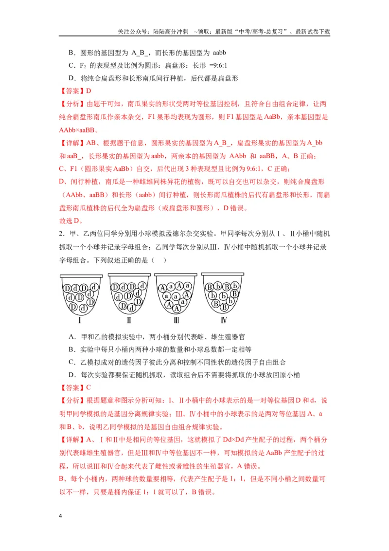 《专题12基因的自由组合定律（解析版）_06-生物-高考总复习_专项复习_2024年_2024年高考生物经典小题必刷_资料》第4页预览