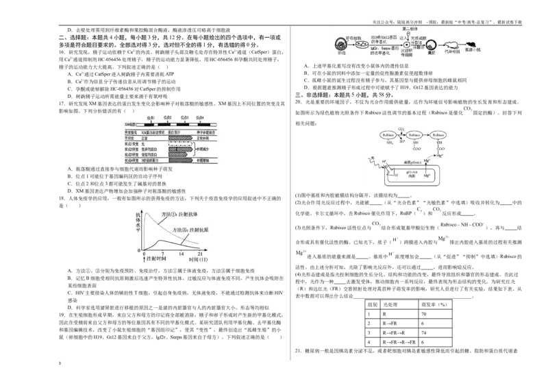 《生物（江苏卷02）（考试版A3）_06-生物-高考总复习_二轮复习_2025年_2025年高考生物第二次模拟卷26套_生物（江苏卷02）_生物（江苏卷02）-学易金卷：2025年高考第二次模拟考试》第3页预览