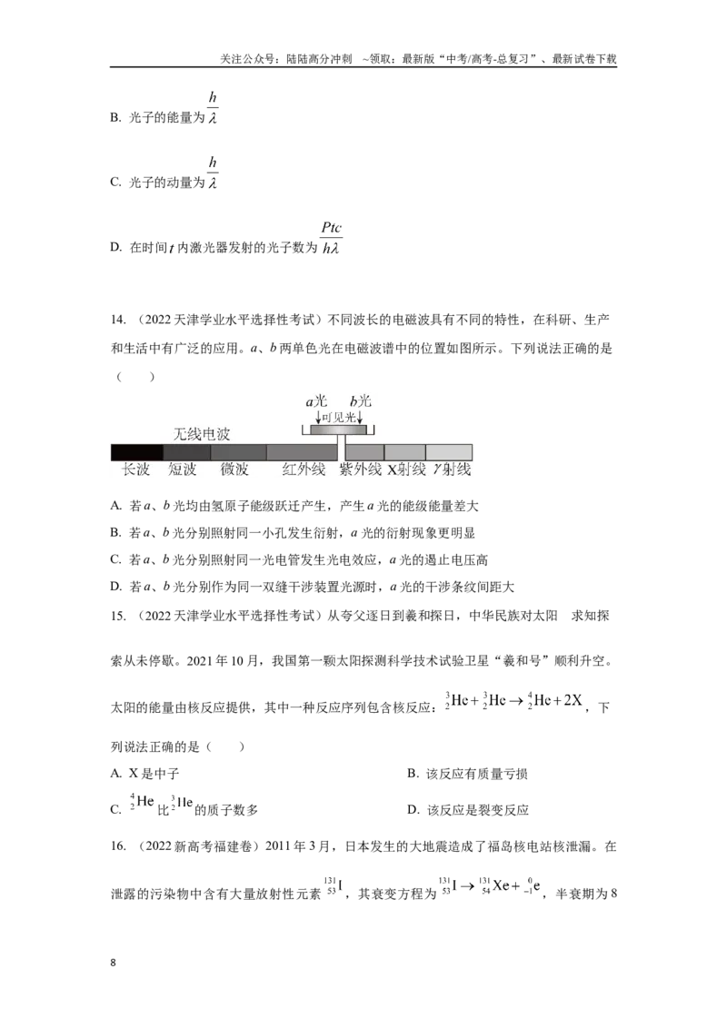 《第18讲原子物理（原卷版）二十五讲_04-物理-高考总复习_二轮复习_2024年_2024高考物理二轮复习二十五讲知识试题真题全国通用_资料》第8页预览