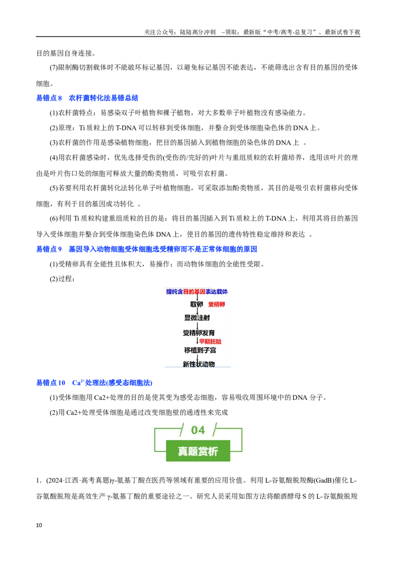 《知识清单37基因工程和蛋白质工程（4大考点+10个易错点）_06-生物-高考总复习_一轮复习_2025年_2025年高考生物一轮复习知识清单（全国通用）》第10页预览