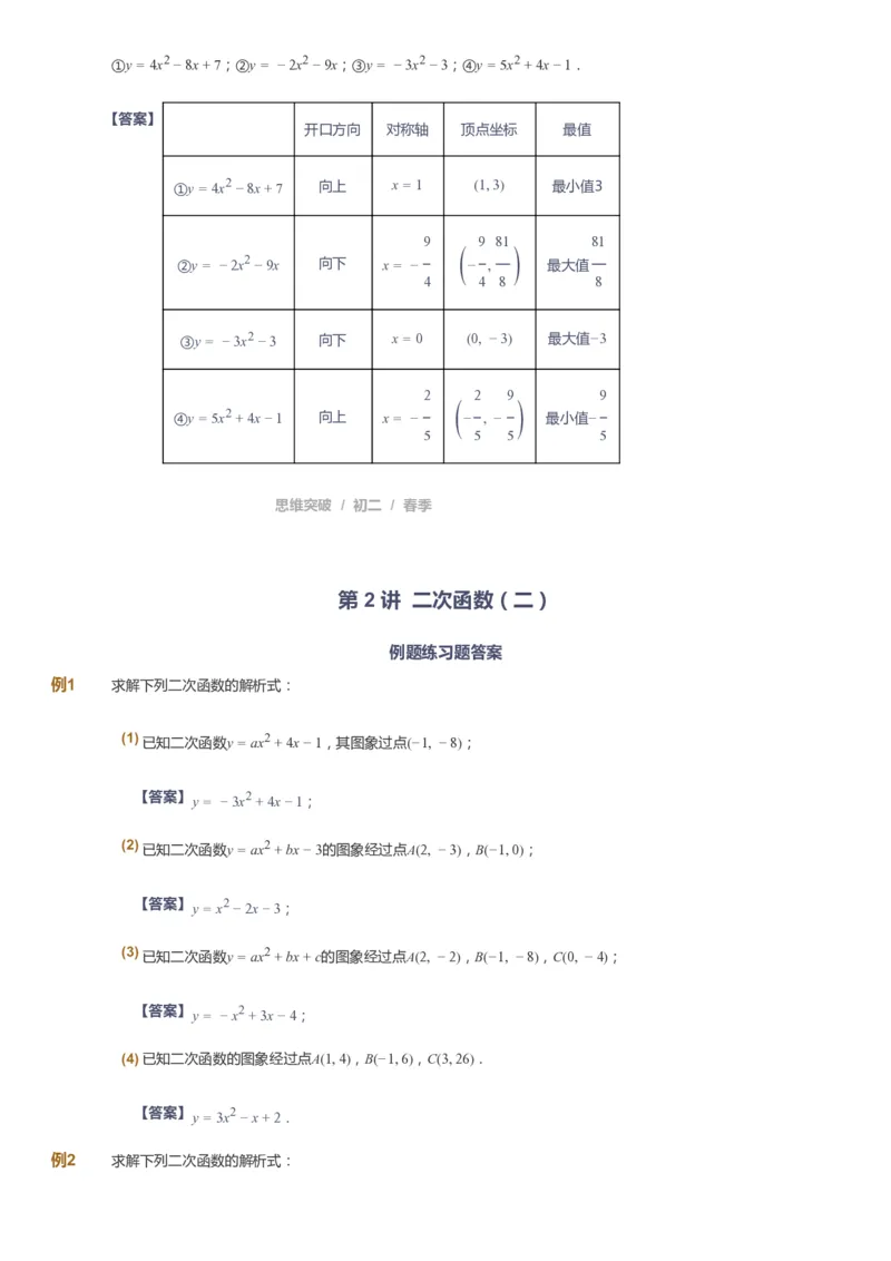 《课本+自我巩固+课堂落实（答案）_《爱学习》小学初中奥数资料_7人教初中思维突破_初二高思爱学习数学课件思维突破_初二高思数学pdf_初二数学思维突破_春数学8阶思维突破》第9页预览