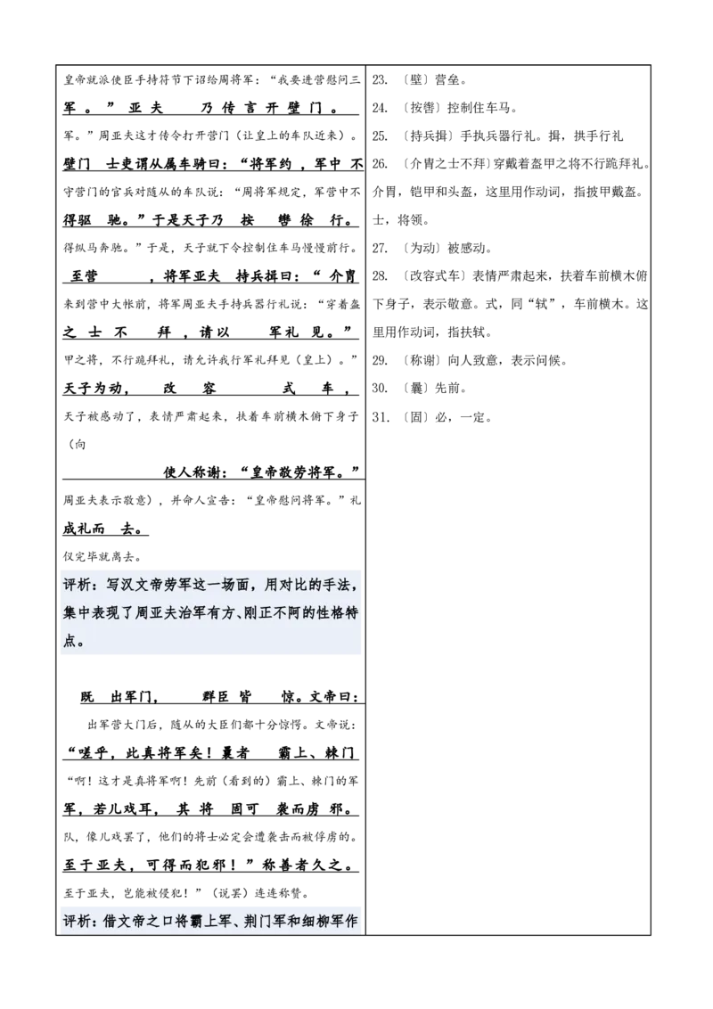 《统编2026年《暑假预习讲义》第09讲《周亚夫军细柳》（暑假预习讲义）（自学课）（原卷版）_26秋初中教辅资料_26秋初中《暑假预习》_2026秋《暑假自学课》8上语文（人教版）》第4页预览
