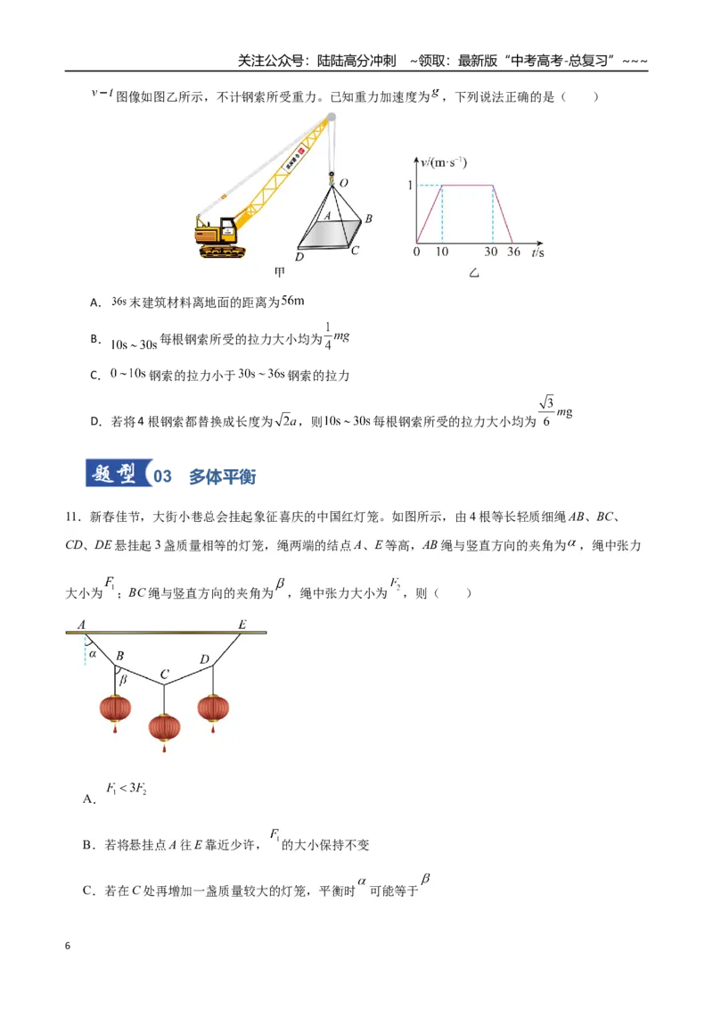 《第07讲共点力的平衡（专项训练）（湖南专用）（学生版）_04-物理-高考总复习_一轮复习_2026年-物理高考一轮复习_2026年高考物理一轮课件+讲义+练习（湖南专用）-G331》第6页预览