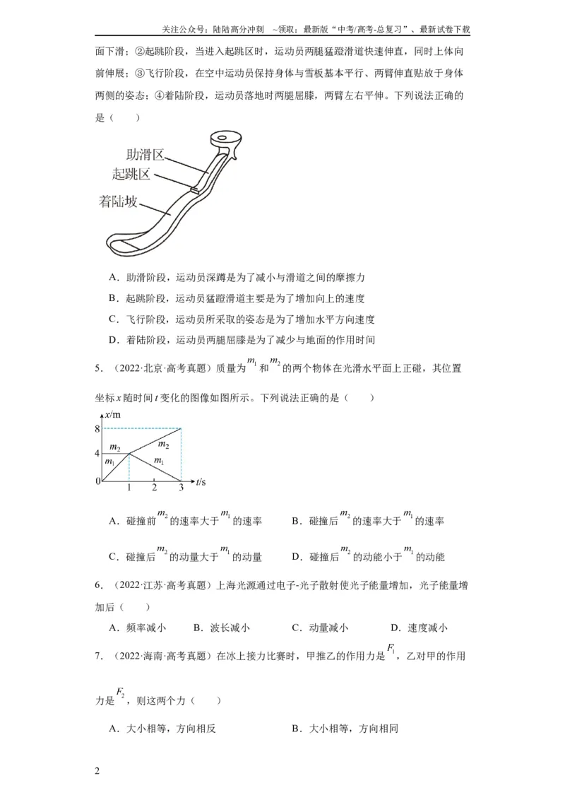 《专题12动量(学生版)_04-物理-高考总复习_专项复习_2024年_2019-2023高考物理五年真题分项汇编（全国通用）》第2页预览