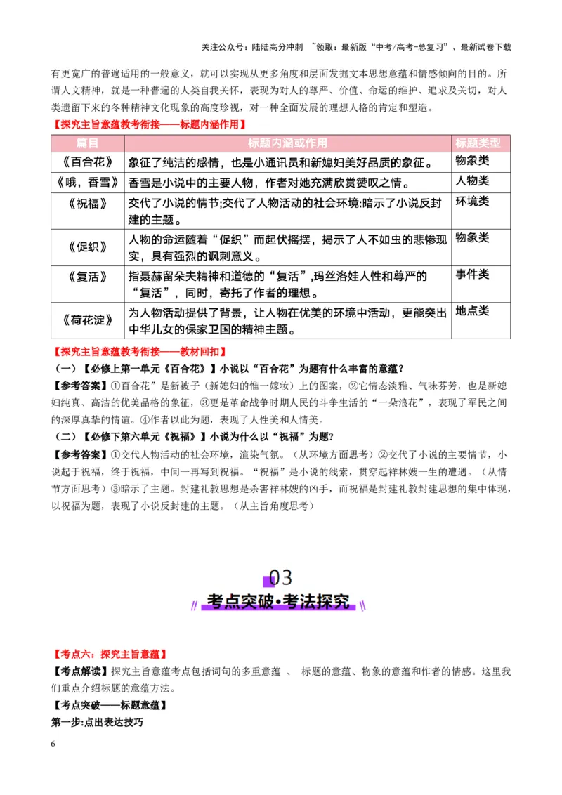 《第06讲探究主旨意蕴（讲义）教师版_一轮复习_2025年_2025年高考语文一轮复习讲义+练习+课件（新教材新高考）_小说阅读》第6页预览