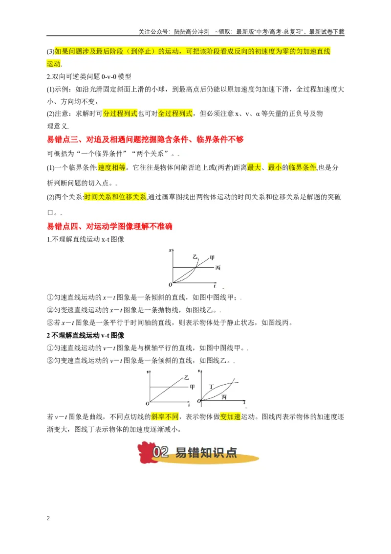 《易错点01直线运动中的匀变速与变速问题（4陷阱点4考点6题型）（教师版）_04-物理-高考总复习_专项复习_2025年_2025年高考物理易错题汇总重难点题型举一反三专项训练_资料》第2页预览