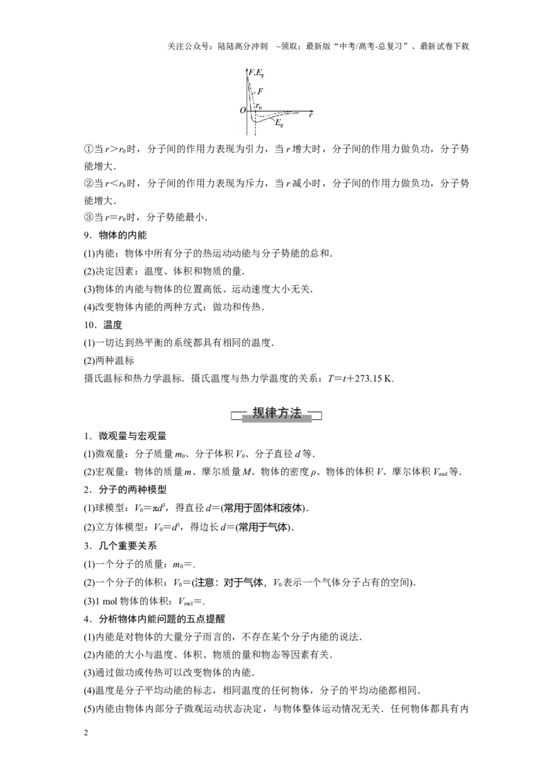 《考点01分子动理论　内能（原卷版）_04-物理-高考总复习_一轮复习_2024年_2024年新高考物理一轮专题复习方略_资料_第十七章热学(3)份》第2页预览