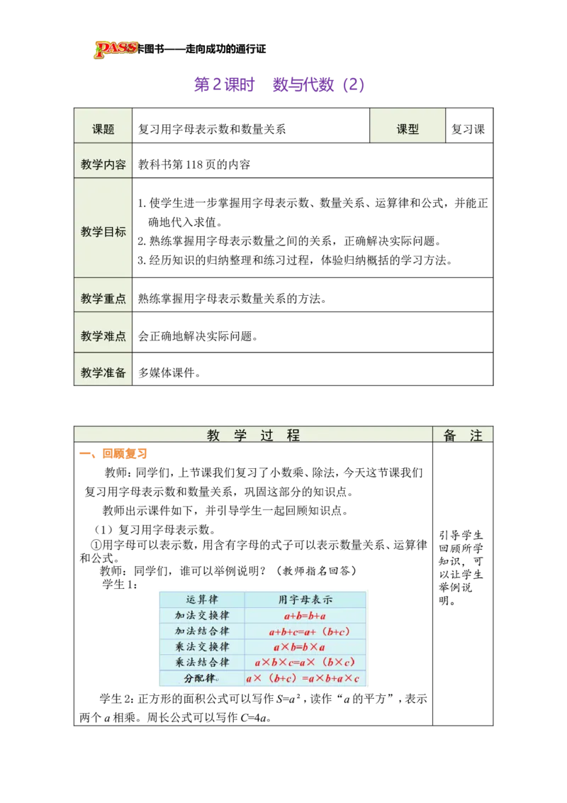 《第2课时数与代数（2）_26秋小学初中各机构教辅大合集（一本、教材帮、阳光同学、王朝霞、实验班、小典中点、上分卷、白欧、课堂笔记等等）_26秋小学教辅资料_1526秋课件教案》第1页预览