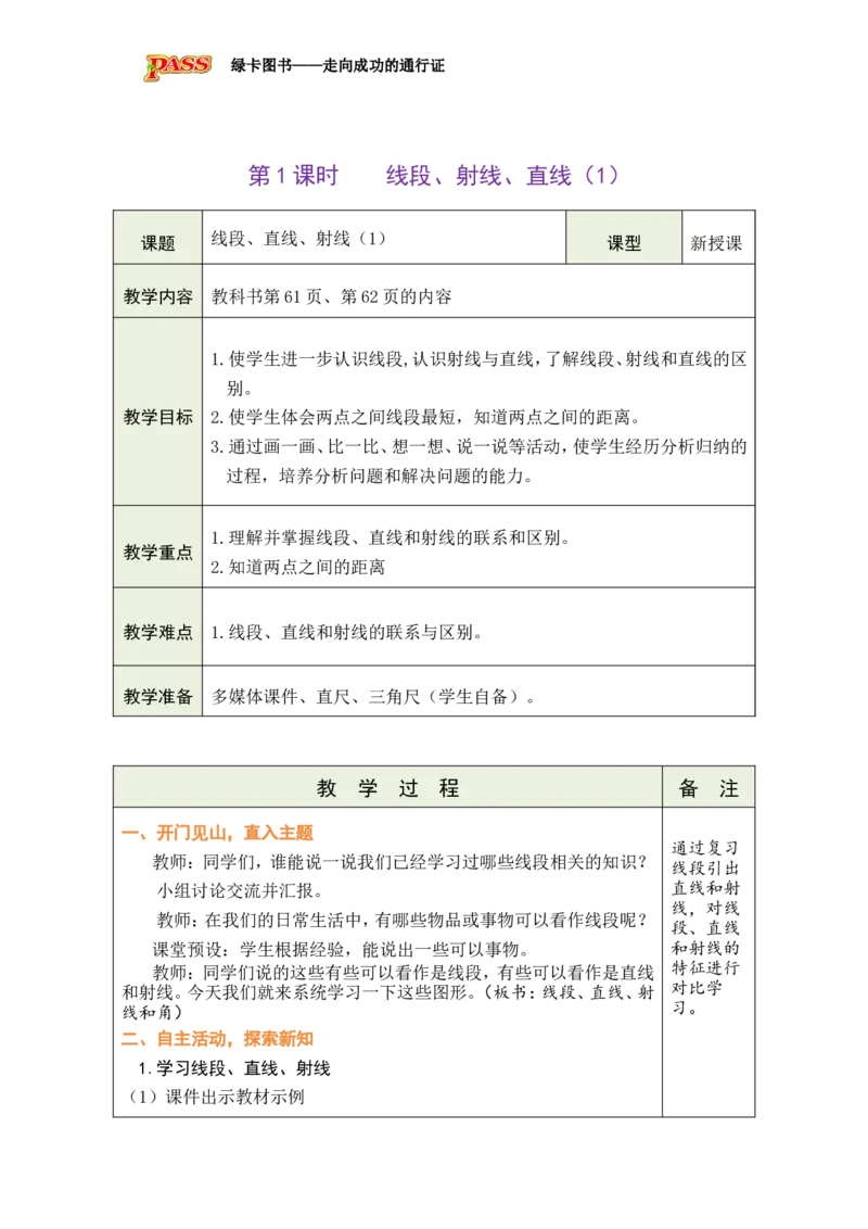 《第1课时线段、射线、直线（1）_26秋小学初中各机构教辅大合集（一本、教材帮、阳光同学、王朝霞、实验班、小典中点、上分卷、白欧、课堂笔记等等）_26秋小学教辅资料_小学数学》第1页预览