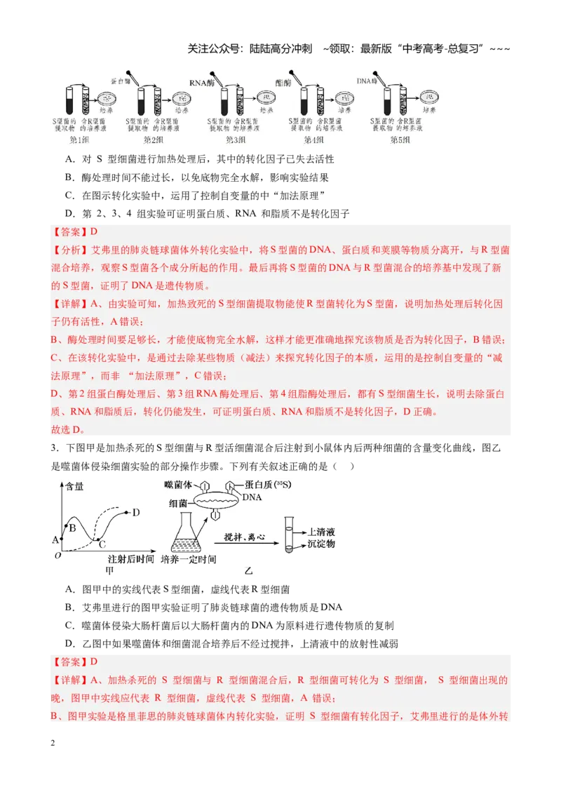 《第17讲DNA是主要的遗传物质（专项训练）（黑吉辽蒙专用）（教师版）_06-生物-高考总复习_一轮复习_2026年-生物高考一轮复习_2026年高考生物一轮课件+讲义+练习（黑吉辽蒙专用）-G330》第2页预览