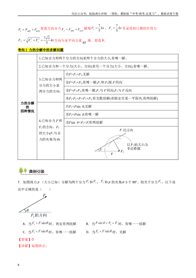《考点07力的合成与分解 受力分析（核心考点精讲精练）（教师版）_04-物理-高考总复习_一轮复习_2025年_2025年高考物理一轮复习考点精讲精练（新高考通用）》第8页预览