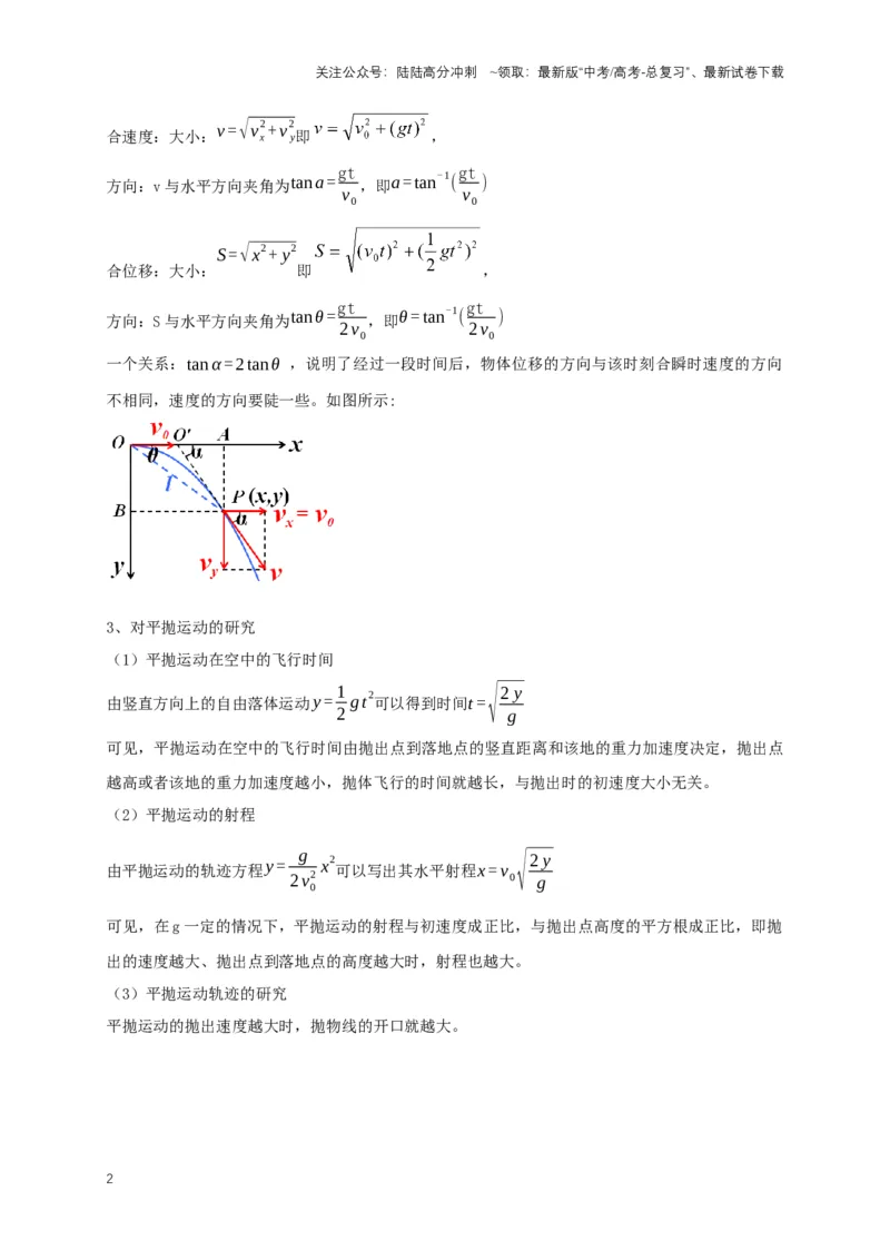 《秘籍3抛体运动问题（教师版）_04-物理-高考总复习_专项复习_2025年_2025年新高考物理压轴题专项训练考点突破解题技巧_资料_高考物理压轴题专项通关秘籍》第2页预览