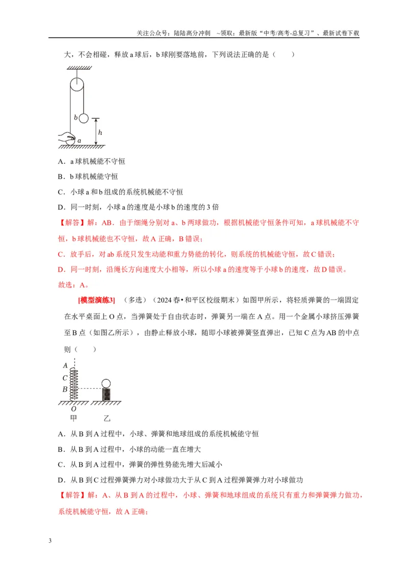 《专题11机械能守恒定律的理解（解析版）_04-物理-高考总复习_专项复习_2025年_2025新版高考物理复习知识点梳理加题型归纳原卷加解析_资料》第3页预览