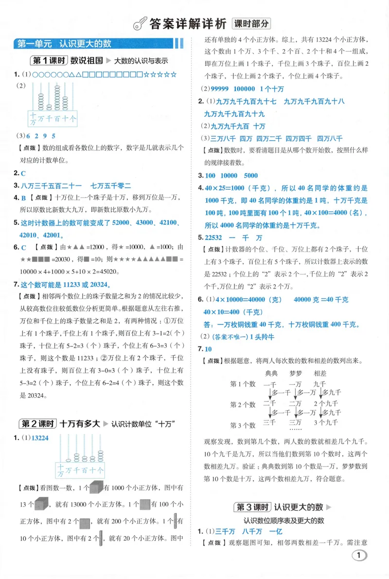 《答案详解数学BS4上_26秋小学初中各机构教辅大合集（一本、教材帮、阳光同学、王朝霞、实验班、小典中点、上分卷、白欧、课堂笔记等等）_26秋小学教辅资料_26秋典中点北师数学4上》第3页预览