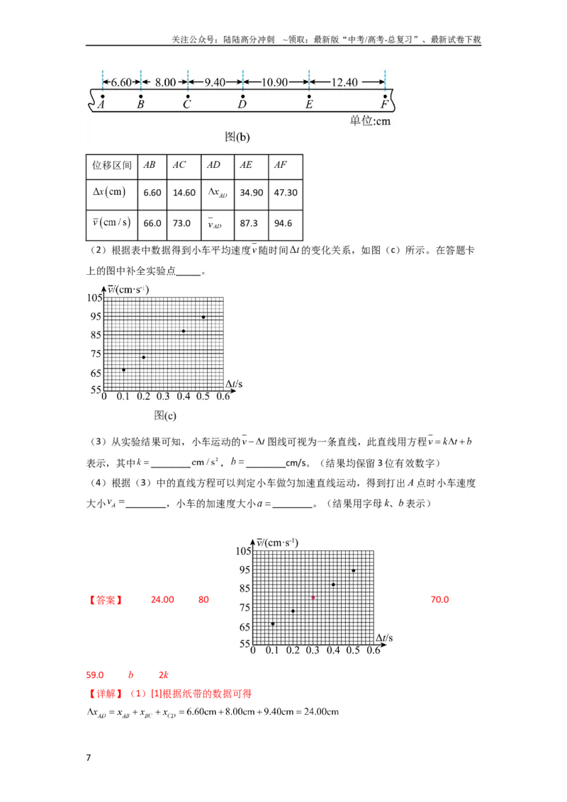 《考点04实验一探究小车速度随时间变化的规律（核心考点精讲精练）-备战2024年高考物理一轮复习考点帮（新高考专用）（解析版）_04-物理-高考总复习_一轮复习_2024年》第7页预览
