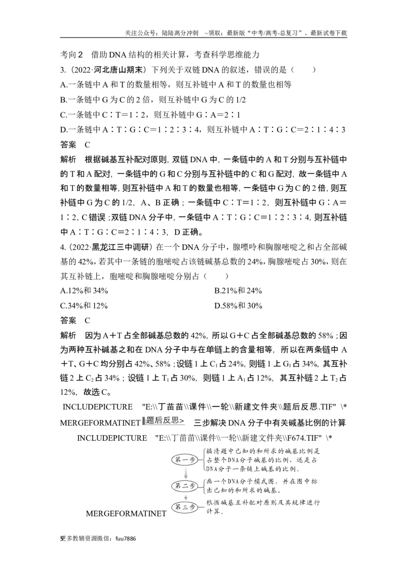 《第17讲DNA的结构、复制及基因的本质_06-生物-高考总复习_一轮复习_2024年_2024高考生物大一轮复习课件讲义新人教版知识总结_2024年高考生物一轮复习讲义（新人教版）_另赠1套Word版题库》第5页预览
