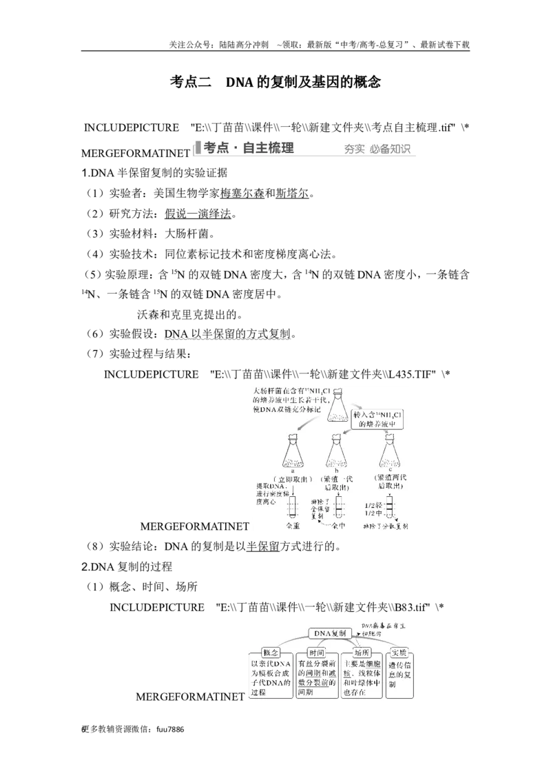 《第17讲DNA的结构、复制及基因的本质_06-生物-高考总复习_一轮复习_2024年_2024高考生物大一轮复习课件讲义新人教版知识总结_2024年高考生物一轮复习讲义（新人教版）_另赠1套Word版题库》第6页预览