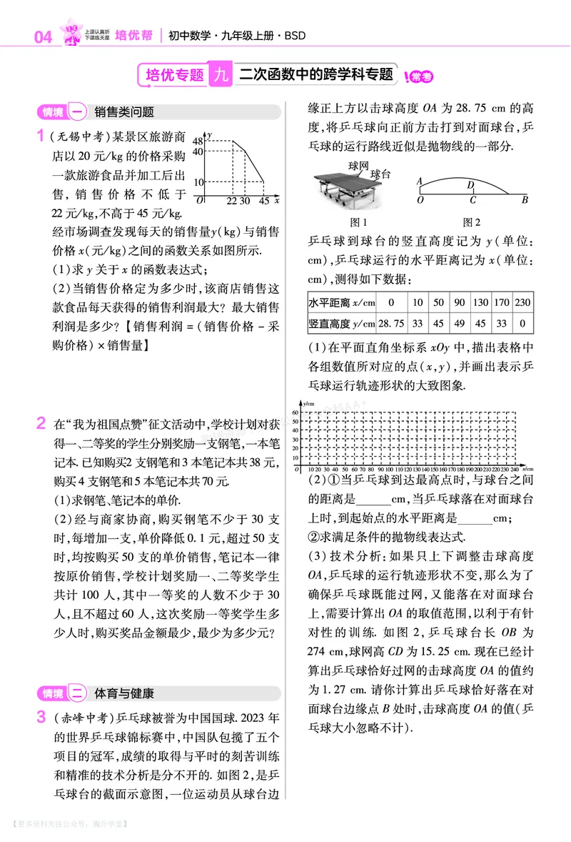 《培优专题训练（第五章二次函数）_26秋小学初中各机构教辅大合集（一本、教材帮、阳光同学、王朝霞、实验班、小典中点、上分卷、白欧、课堂笔记等等）_26秋初中教辅资料》第2页预览