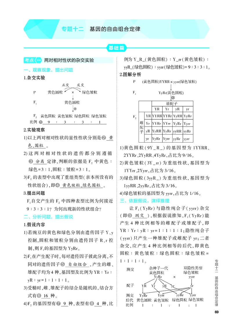 《1_12-专题十二　基因的自由组合定律（教参电子书—知识讲解）_2024版教学资源包_2024版.新高考版生物.5·3A版_12_专题十二基因的自由组合定律_4_PDF教参电子书》第1页预览