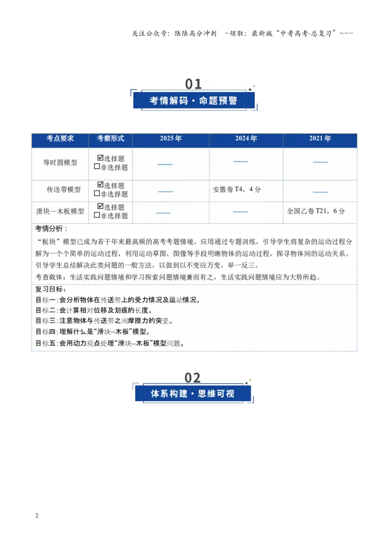 《第09讲动力学中三种典型物理模型（复习讲义）（安徽专用）（学生版）_04-物理-高考总复习_一轮复习_2026年-物理高考一轮复习_2026年高考物理一轮课件+讲义+练习（安徽专用）-G326》第2页预览